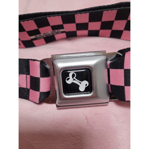 Buckle Down Pink Black Checkers DECEPTICONS Large 18"- 32" Neck Dog Collar b3 - Picture 2 of 4